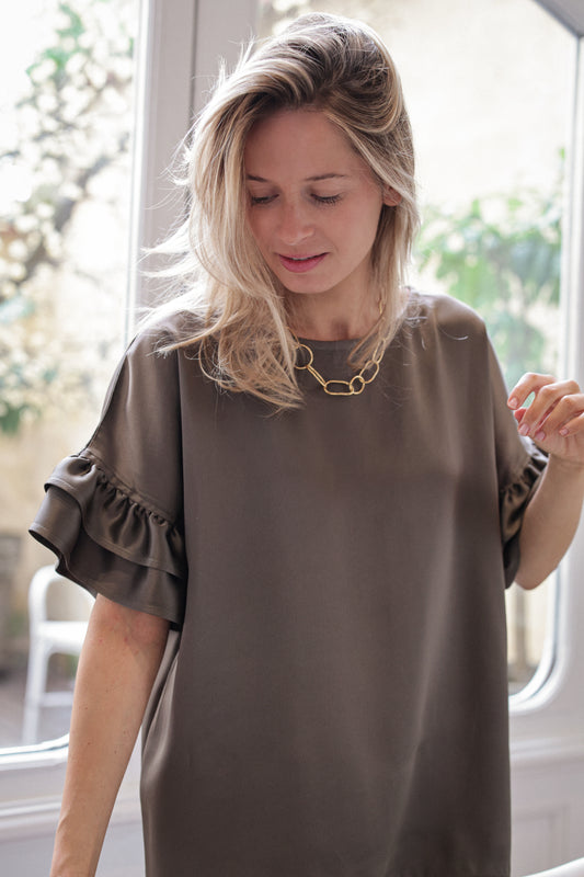 TOP GUSTAVE | KAKI SATIN