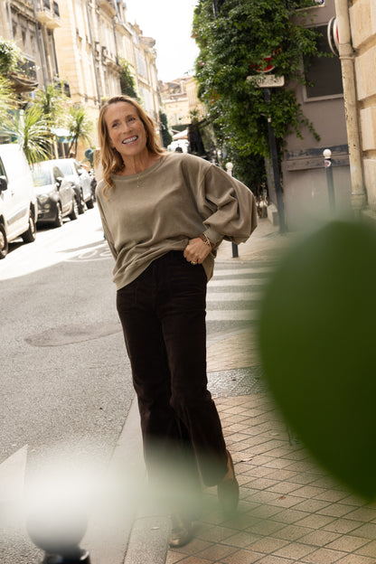 SWEAT SERGE | VELOURS KAKI