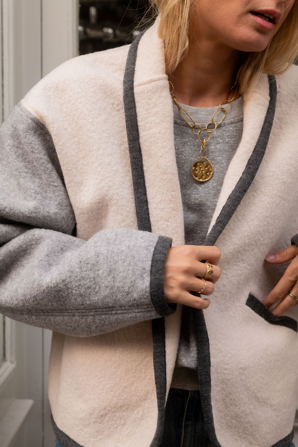 VESTE ROMY OVERSIZE | MIX ÉCRU