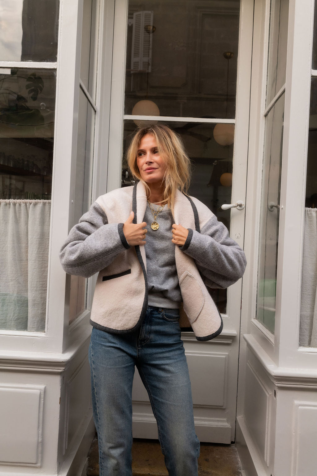 VESTE ROMY OVERSIZE | MIX ÉCRU