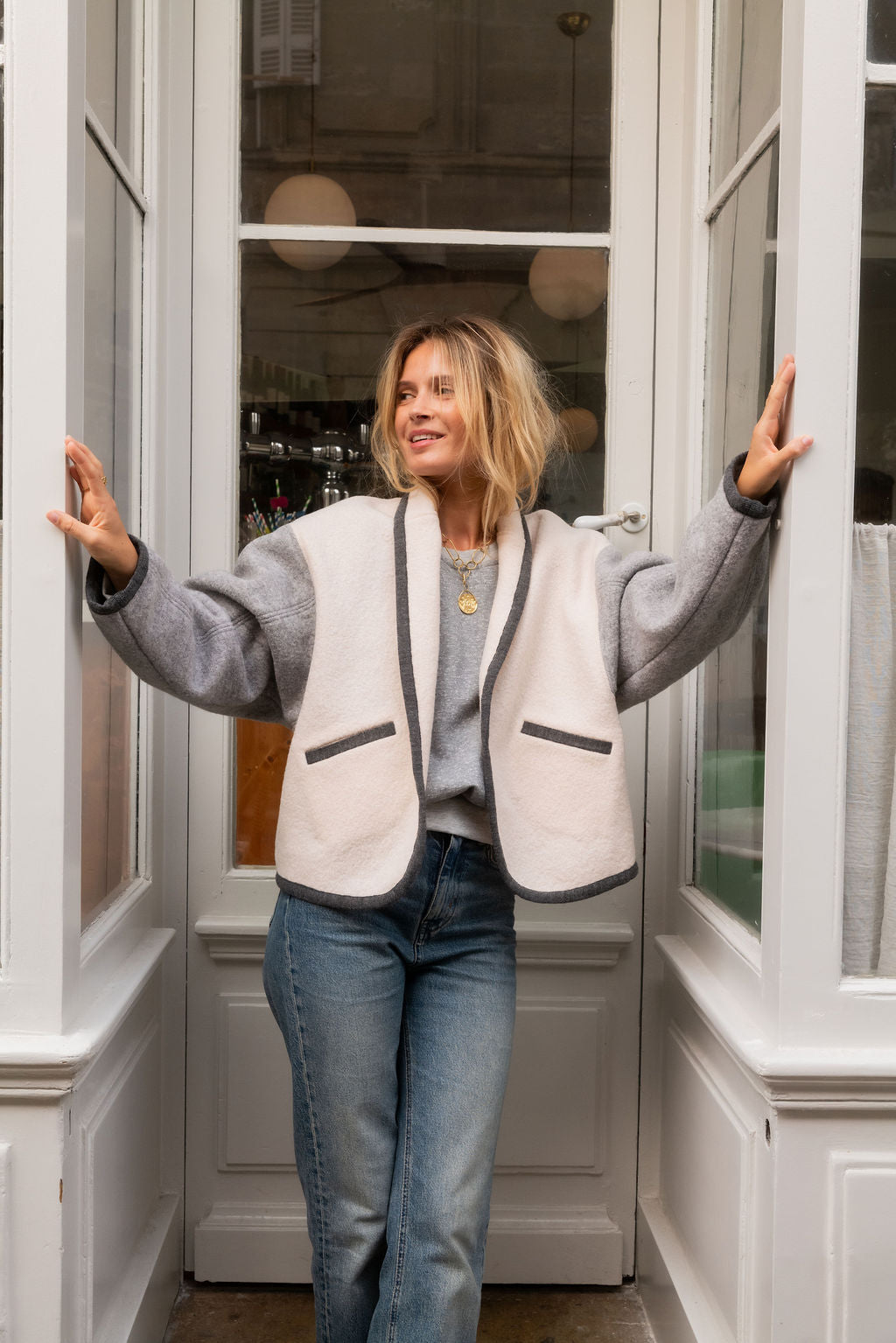 VESTE ROMY OVERSIZE | MIX ÉCRU
