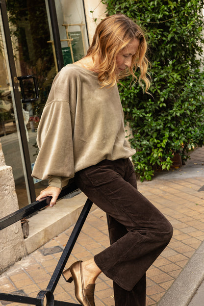 SWEAT SERGE | VELOURS KAKI