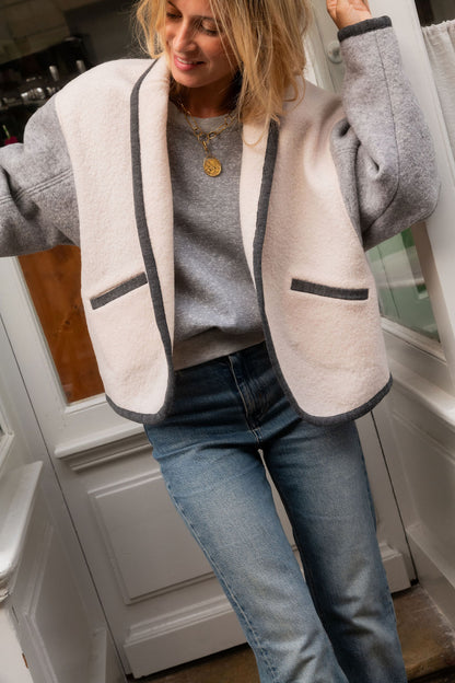 VESTE ROMY OVERSIZE | MIX ÉCRU