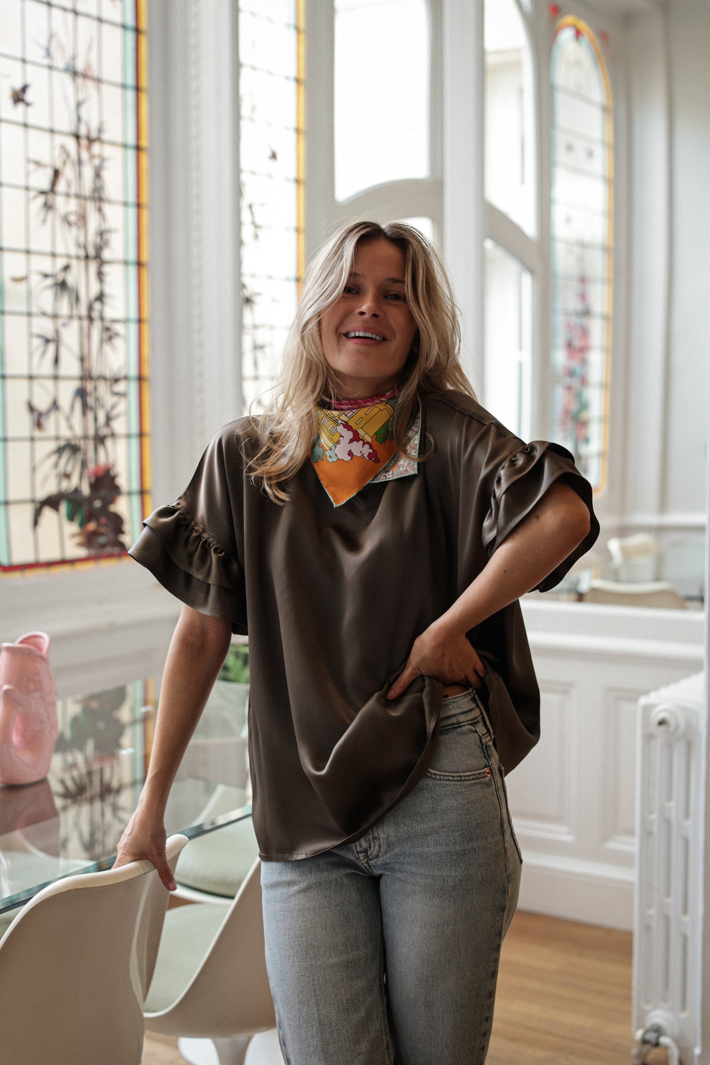 TOP GUSTAVE | KAKI SATIN