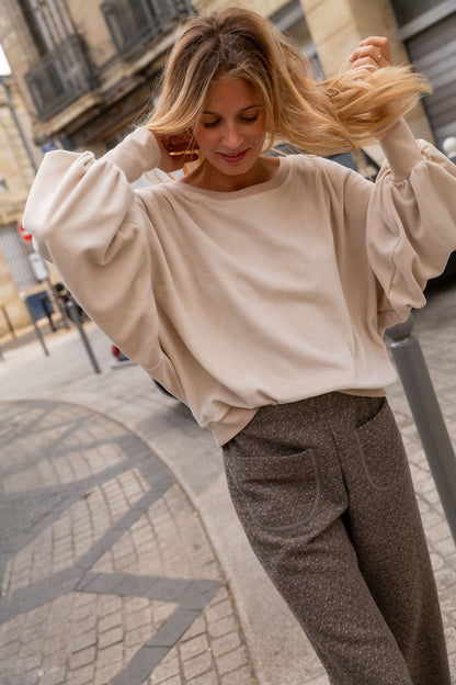 SWEAT SERGE | VELOURS BEIGE