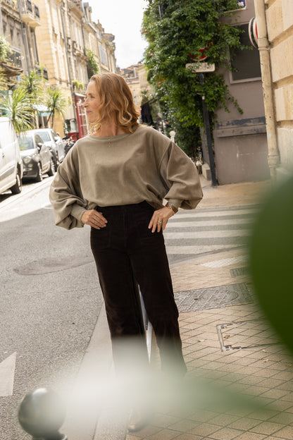 SWEAT SERGE | VELOURS KAKI