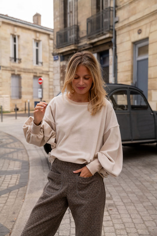 SWEAT SERGE | VELOURS BEIGE