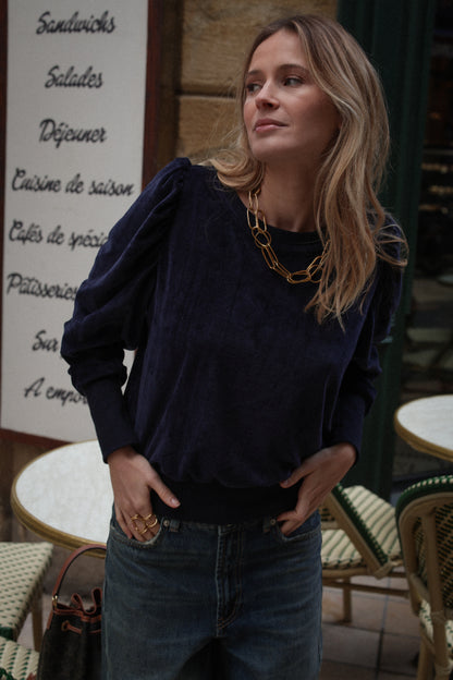 SWEAT VALERAN | VELOURS MARINE